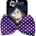 Mirage Pet Products Royal Purple Swiss Dots Pet Bow Tie Collar Accessory with Cloth Hook & Eye 1245-VBT